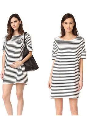HATCH The Afternoon Dress Black White Striped Maternity Dress Size 1 (4/6)